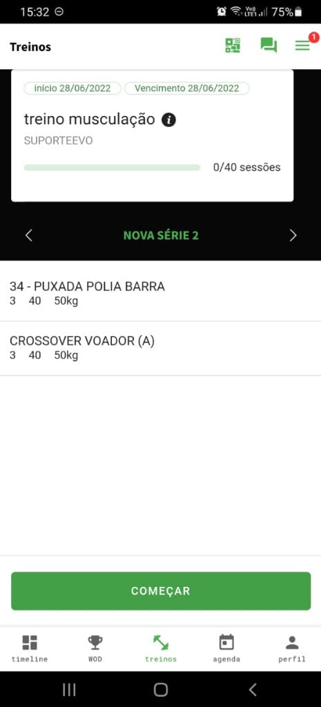 Earlier FITI workout experience on mobile