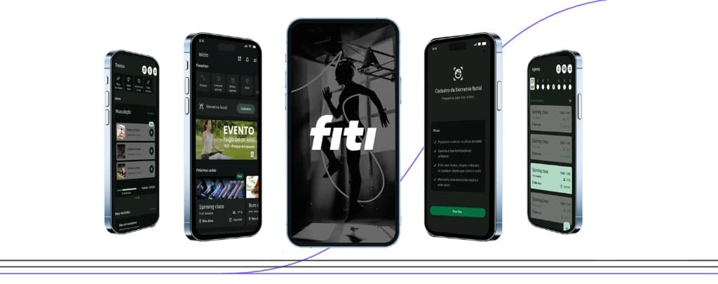 FITI mobile ecosystem shown across multiple screens